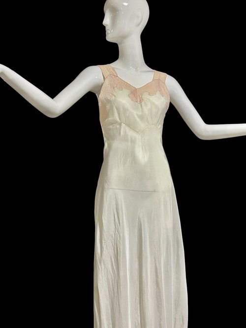 1930s nightgown slip dress, full length bias cut rayon