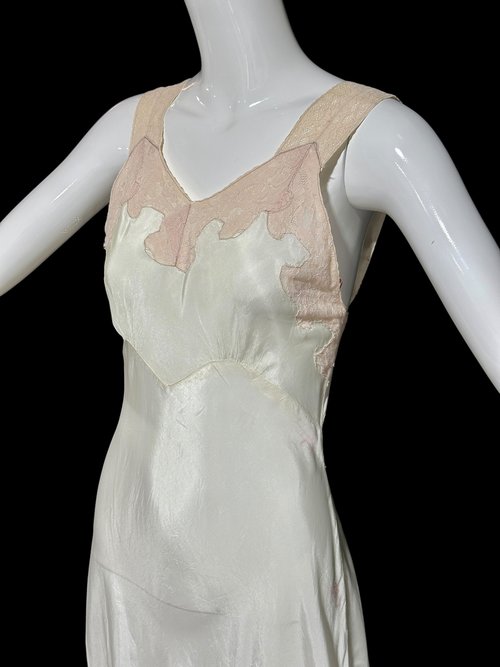 1930s nightgown slip dress, full length bias cut rayon