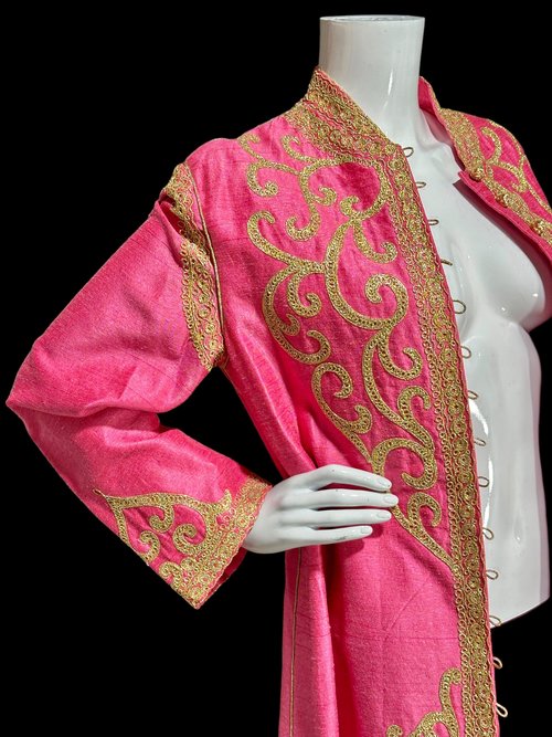 MOURJANA Moroccan kaftan, 1960s vintage evening caftan dress, Hand Made raw silk