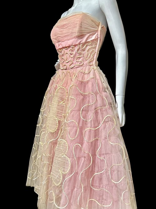 WILL STEINMAN ORIGINAL vintage 1950s prom dress, Pink tulle and sequins