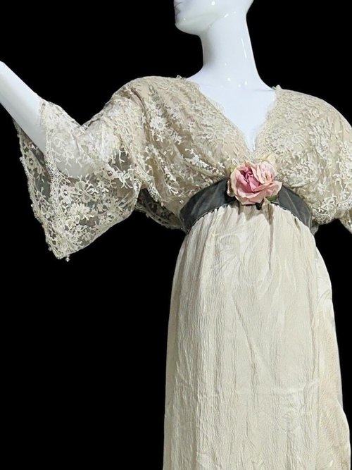 CAROL PERETZ 1980s vintage evening wedding dress, 100% SILK Edwardian Titanic style party gown, 34 bust