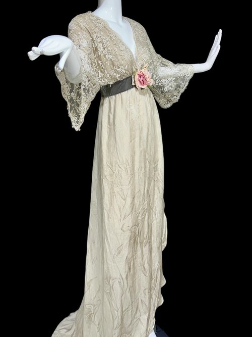 CAROL PERETZ 1980s vintage evening wedding dress, 100% SILK Edwardian Titanic style party gown, 34 bust