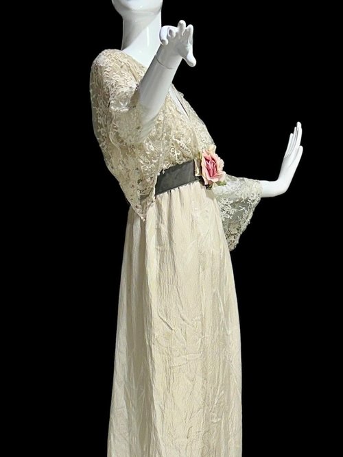 CAROL PERETZ 1980s vintage evening wedding dress, 100% SILK Edwardian Titanic style party gown, 34 bust