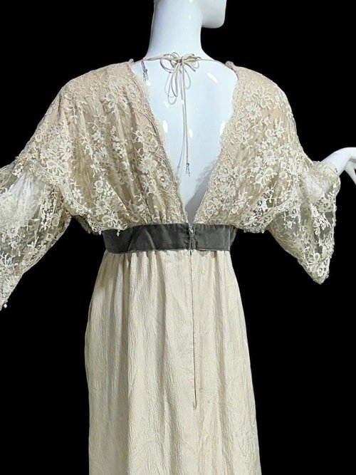 CAROL PERETZ 1980s vintage evening wedding dress, 100% SILK Edwardian Titanic style party gown, 34 bust