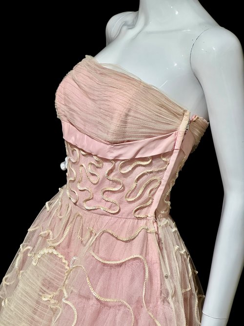 WILL STEINMAN ORIGINAL vintage 1950s prom dress, Pink tulle and sequins