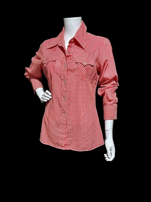 JC PENNEY'S vintage 1970s Red White Gingham western shirt , western apparel