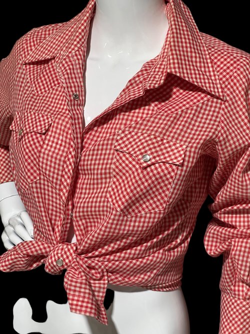 JC PENNEY'S vintage 1970s Red White Gingham western shirt , western apparel