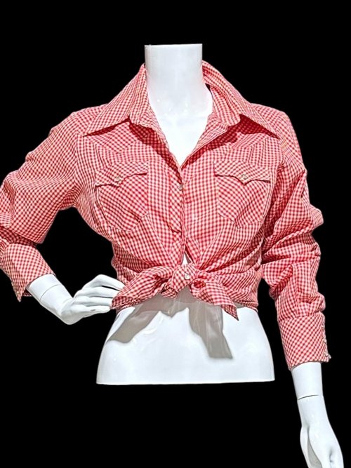 JC PENNEY'S vintage 1970s Red White Gingham western shirt , western apparel