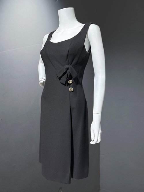 LILLIE RUBIN vintage 1960s dress, knee length little black dress, cocktail dress