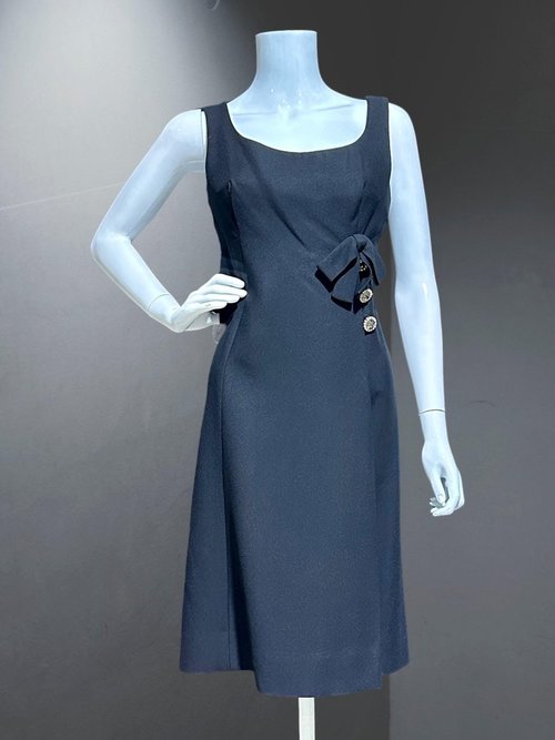 LILLIE RUBIN vintage 1960s dress, knee length little black dress, cocktail dress