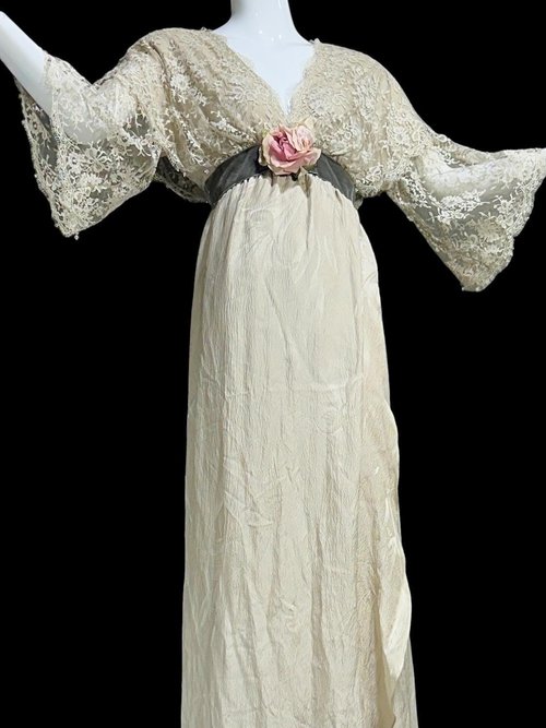 CAROL PERETZ 1980s vintage evening wedding dress, 100% SILK Edwardian Titanic style party gown, 34 bust