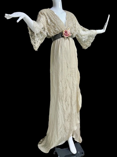 CAROL PERETZ 1980s vintage evening wedding dress, 100% SILK Edwardian Titanic style party gown, 34 bust