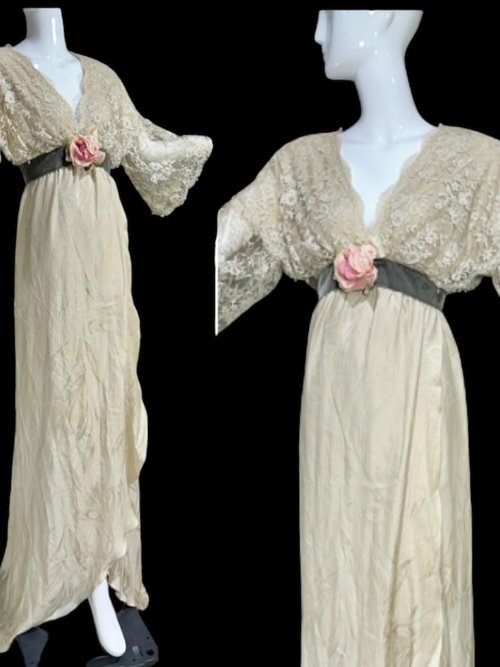 CAROL PERETZ 1980s vintage evening wedding dress, 100% SILK Edwardian Titanic style party gown, 34 bust