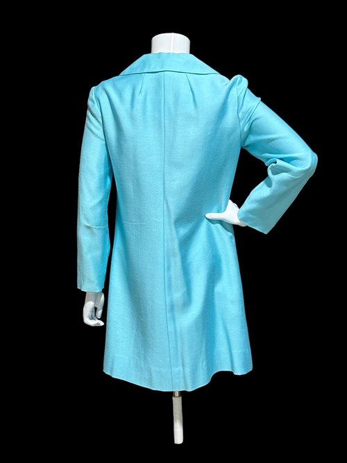 HELEN WHITING vintage 1960s dress set, cocktail dress and coat set, Robin's egg blue 