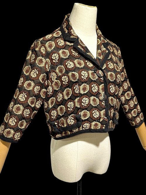 GLORIA SARANSON vintage evening jacket, 1950s cropped top, bolero shrug dinner coat