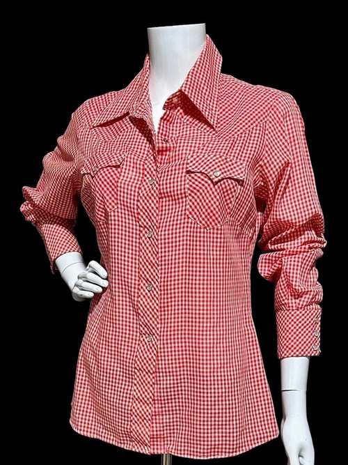 JC PENNEY'S vintage 1970s Red White Gingham western shirt , western apparel