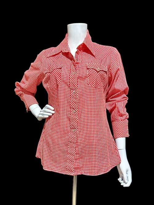 JC PENNEY'S vintage 1970s Red White Gingham western shirt , western apparel