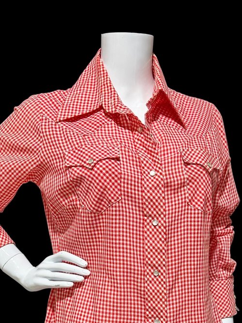 JC PENNEY'S vintage 1970s Red White Gingham western shirt , western apparel