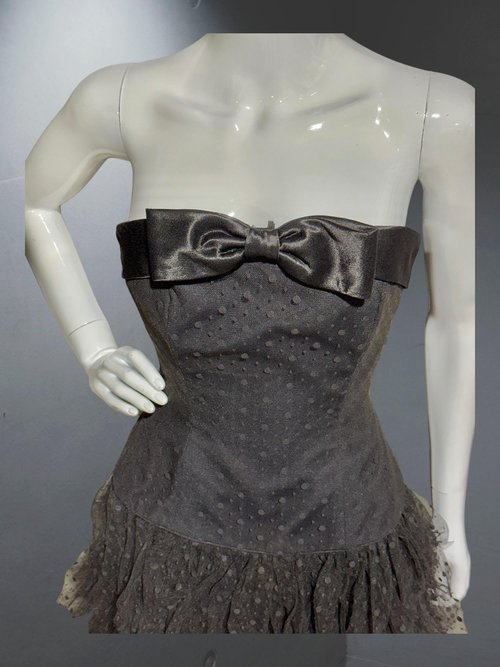 AJ BARI for SAKS 1980s vintage prom dress, Black strapless cocktail dress