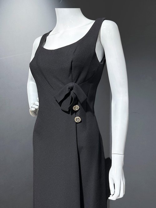 LILLIE RUBIN vintage 1960s dress, knee length little black dress, cocktail dress