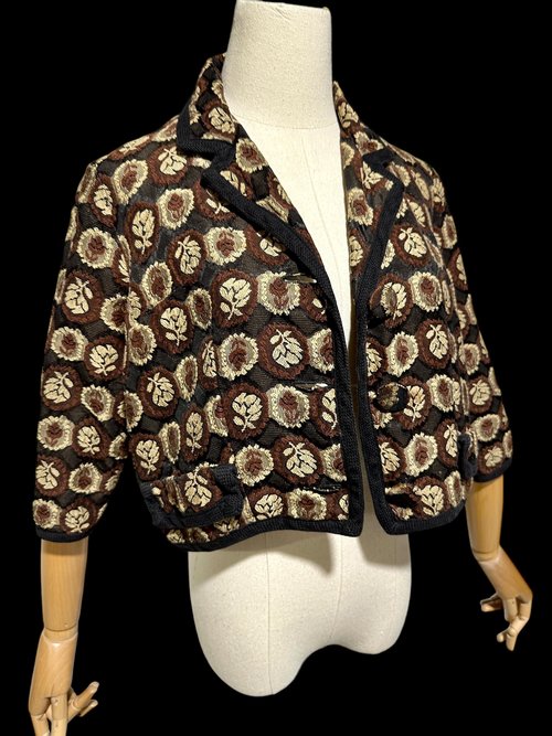 GLORIA SARANSON vintage evening jacket, 1950s cropped top, bolero shrug dinner coat