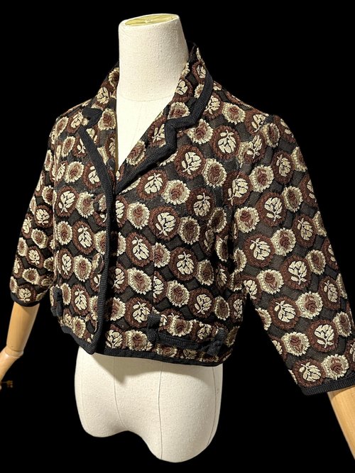 GLORIA SARANSON vintage evening jacket, 1950s cropped top, bolero shrug dinner coat