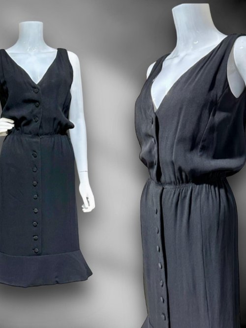 GEOFFREY BEENE vintage cocktail dress, 1960s little black dress, blouson shirt dress