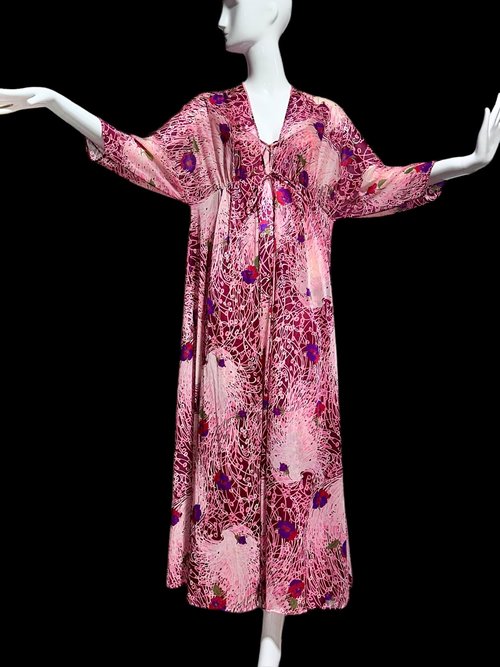 VANITY FAIR vintage nightgown robe set, 1970s Lingerie Pink floral slip dress, night gown and robe, medium