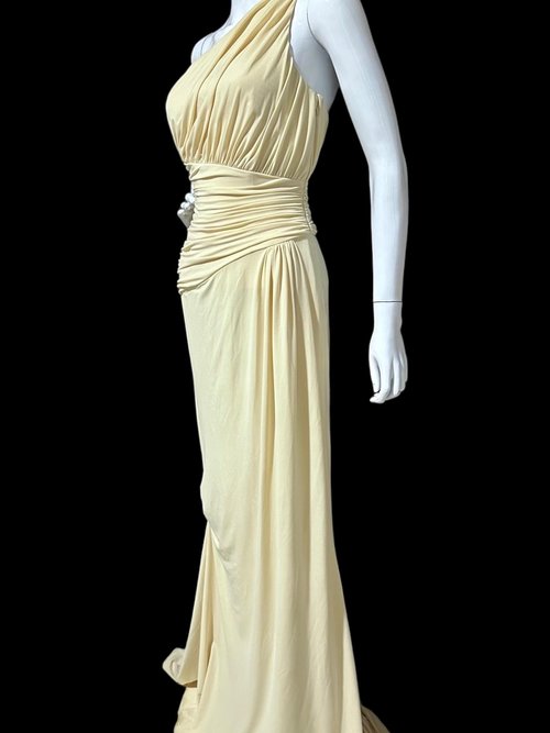 VERA WANG Vintage wedding dress, One Shoulder ruched bodice evening slip dress