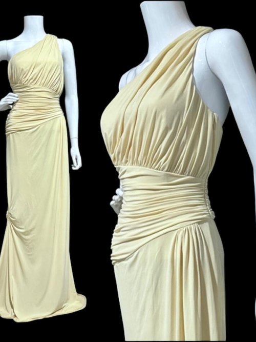 VERA WANG Vintage wedding dress, One Shoulder ruched bodice evening slip dress