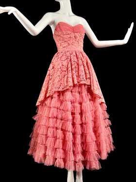 retro prom dress, vintage 1950s gown, cotillion prom dress