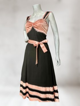 TEMPERLEY LONDON Y2K silk cocktail dress, 100% SILK Pink and Black sequin fit and flare evening party dress