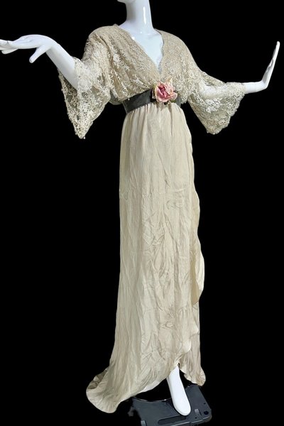 CAROL PERETZ 1980s vintage evening wedding dress, 100% SILK Edwardian Titanic style party gown, 34 bust